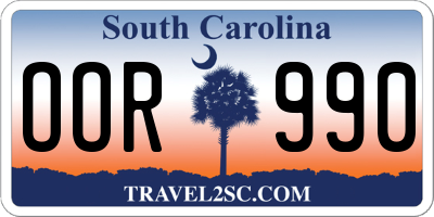 SC license plate OOR990