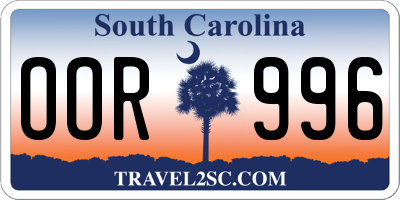 SC license plate OOR996