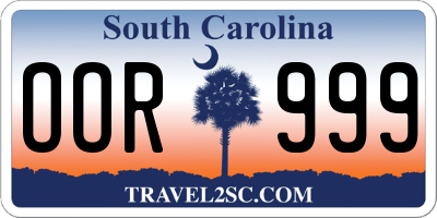 SC license plate OOR999