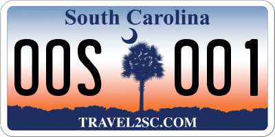 SC license plate OOS001