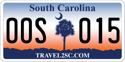 SC license plate OOS015