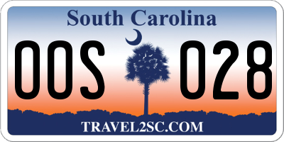 SC license plate OOS028