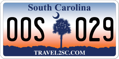 SC license plate OOS029