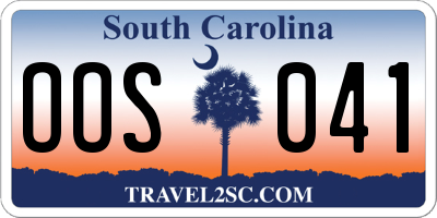 SC license plate OOS041
