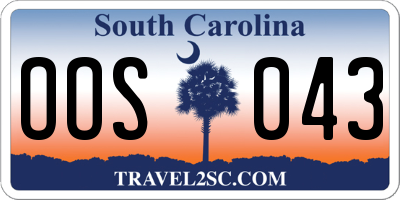 SC license plate OOS043