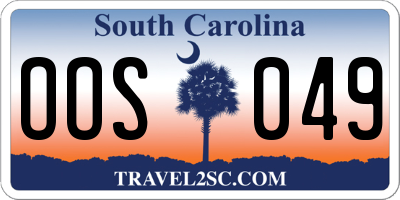 SC license plate OOS049