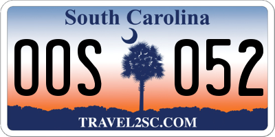 SC license plate OOS052