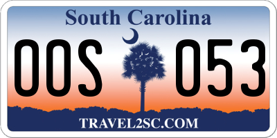SC license plate OOS053