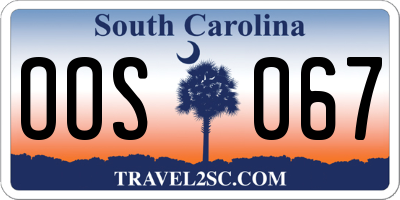 SC license plate OOS067