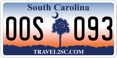 SC license plate OOS093