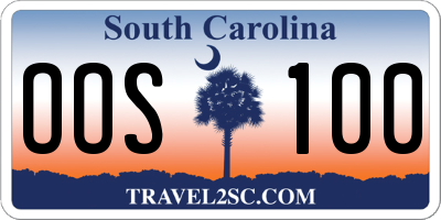 SC license plate OOS100