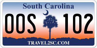 SC license plate OOS102