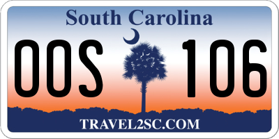 SC license plate OOS106