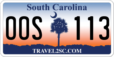 SC license plate OOS113