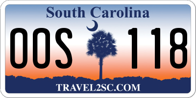 SC license plate OOS118