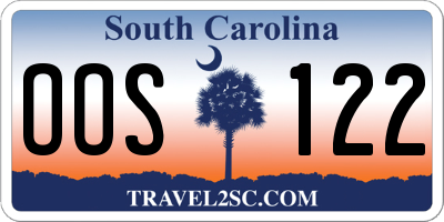 SC license plate OOS122
