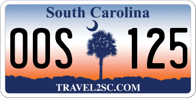 SC license plate OOS125