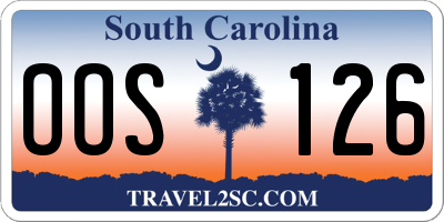 SC license plate OOS126