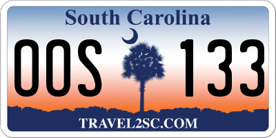 SC license plate OOS133
