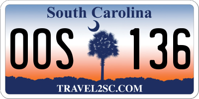 SC license plate OOS136
