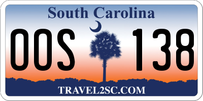 SC license plate OOS138