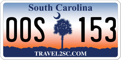 SC license plate OOS153