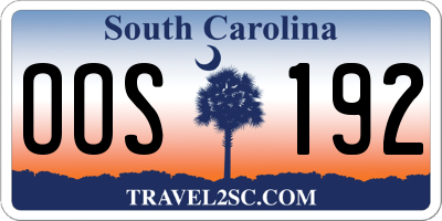 SC license plate OOS192