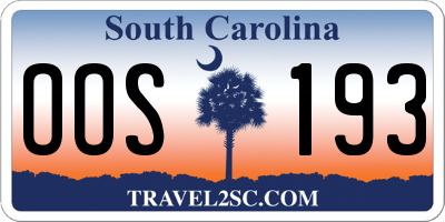 SC license plate OOS193