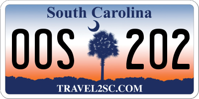 SC license plate OOS202