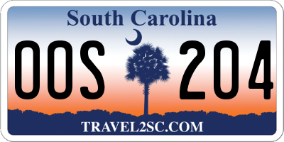 SC license plate OOS204