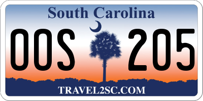 SC license plate OOS205