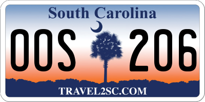 SC license plate OOS206