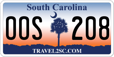 SC license plate OOS208