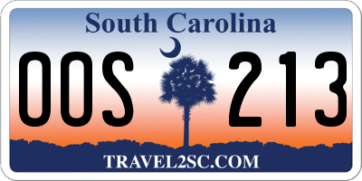 SC license plate OOS213