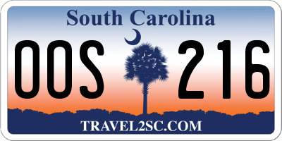 SC license plate OOS216