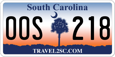 SC license plate OOS218