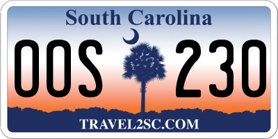 SC license plate OOS230