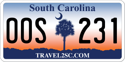 SC license plate OOS231