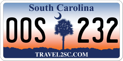 SC license plate OOS232