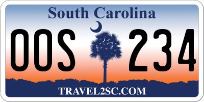 SC license plate OOS234