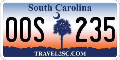 SC license plate OOS235