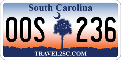 SC license plate OOS236