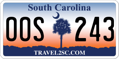 SC license plate OOS243