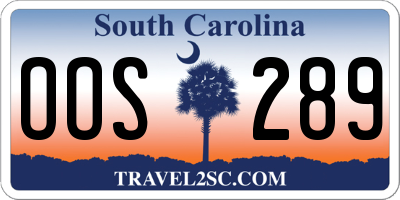 SC license plate OOS289