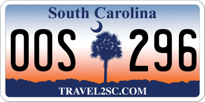 SC license plate OOS296