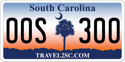 SC license plate OOS300