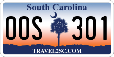 SC license plate OOS301