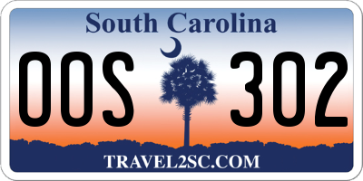 SC license plate OOS302