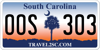 SC license plate OOS303