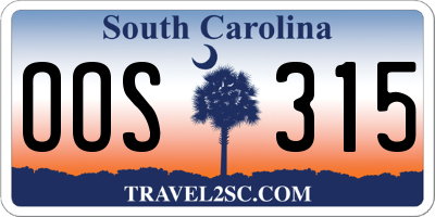 SC license plate OOS315